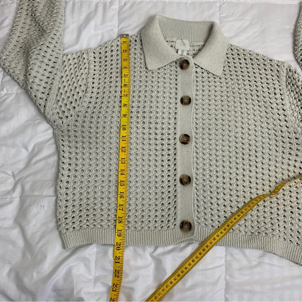 H&M Beige Button-Up Open Knit Cardigan Size US M - Picture 9 of 12